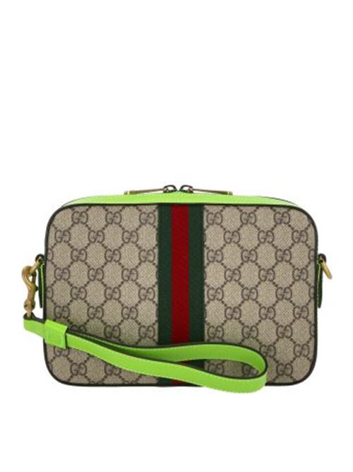 Beige/neon green GG Supreme canvas bag Gucci | 699439FADIC9761