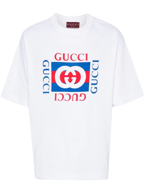 COTTON JERSEY T-SHIRT WITH GUCCI PRINT Gucci | 784361XJGKA9074