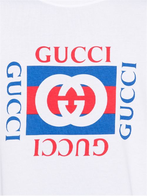 T-SHIRT IN JERSEY DI COTONE CON STAMPA GUCCI Gucci | 784361XJGKA9074