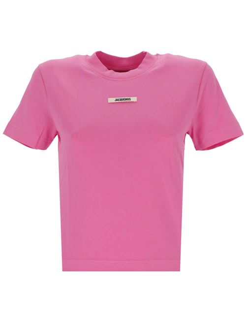 Flamingo pink stretch-cotton t-shirt Jacquemus | 241JS1332031430