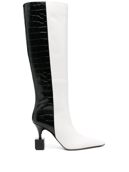 White/black crocodile effect boot JACQUEMUS | 243FO15043019FH