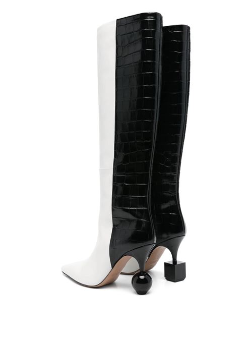 White/black crocodile effect boot JACQUEMUS | 243FO15043019FH