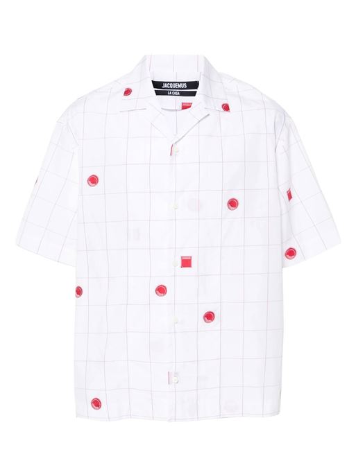 Camicia in cotone bianco/rosso JACQUEMUS | 246SH20216954BX