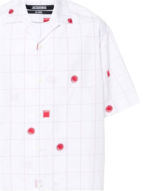 Camicia in cotone bianco/rosso JACQUEMUS | 246SH20216954BX