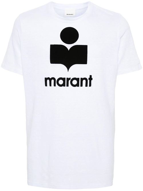 White t-shirt with logo print in the front MARANT | TS0045HAB3N09H20WH