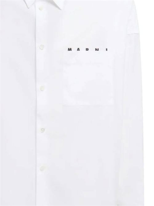 Camicia bianca con stampa logo Marni | CUMU0061P2USCT88LOW01