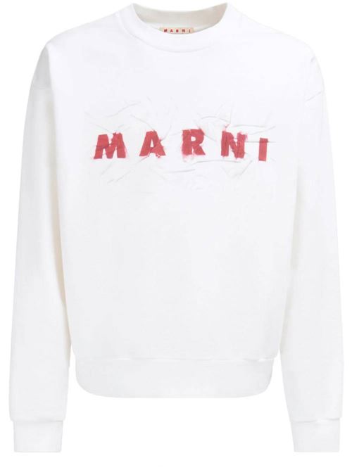 white cotton logo print sweatshirt Marni | FUMU0074PPUSCW96LOW02