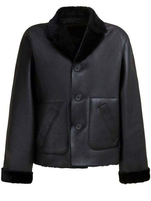 black nappa leather shearling Marni | GIMX0187B0ULM094RON99