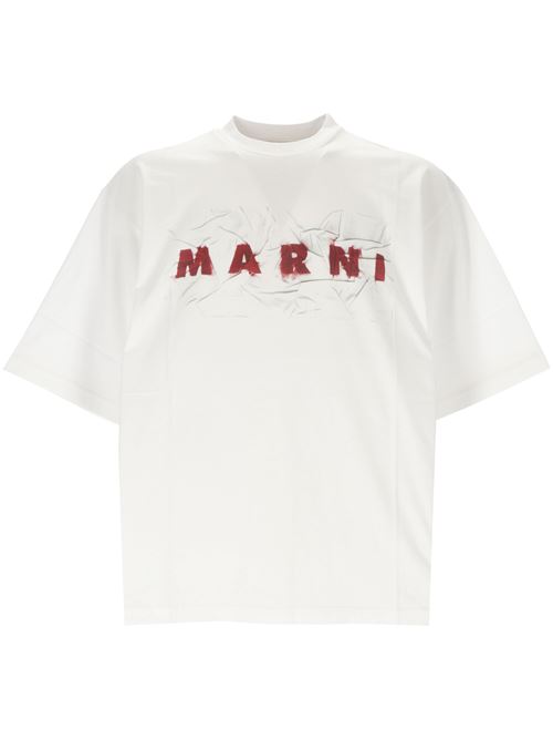 T-shirt con stampa del logo in jersey Marni | HUMU0223PVUSCW95LOW01