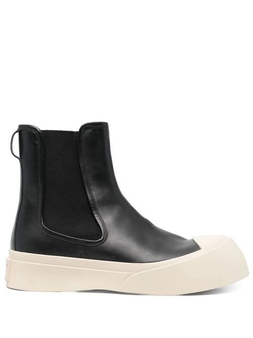 stile slip-on in pelle nera/crema logo in rilievo Marni | TCZU000402P272200N99