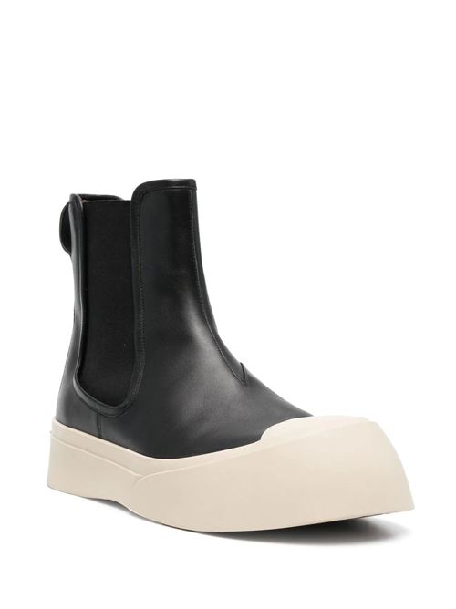 stile slip-on in pelle nera/crema logo in rilievo Marni | TCZU000402P272200N99