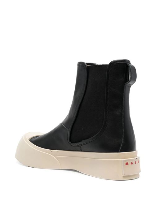 stile slip-on in pelle nera/crema logo in rilievo Marni | TCZU000402P272200N99