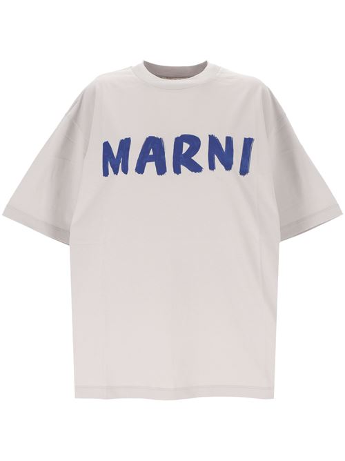 grey cotton soft jersey logo print t-shirt Marni | THJET49EPHUSCS11LON15