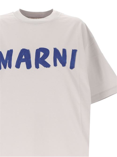 grey cotton soft jersey logo print t-shirt Marni | THJET49EPHUSCS11LON15