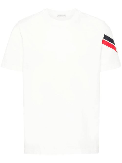 White cotton stripe detailing t-shirt Moncler | 918C000-2989AKK032