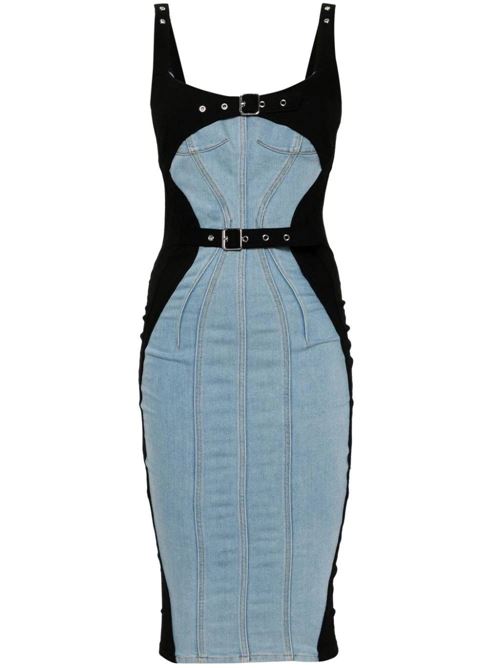 Blue black cotton dress Mugler | 24F6RO1617211B8999