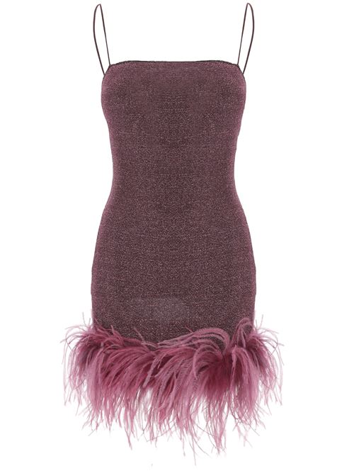 Aubergine ostrich feather dress OSEREE | LDS238AUBERGINE