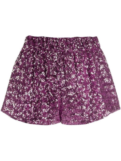 Plum purple lurex shorts OSEREE | PQS216PLUM