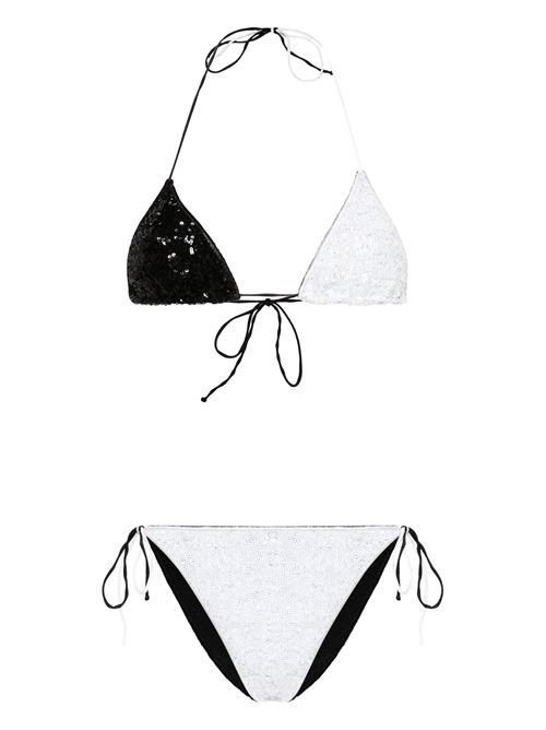 White stretch-design paillettes beachwear OSEREE | PTF213BLACK-WHITE