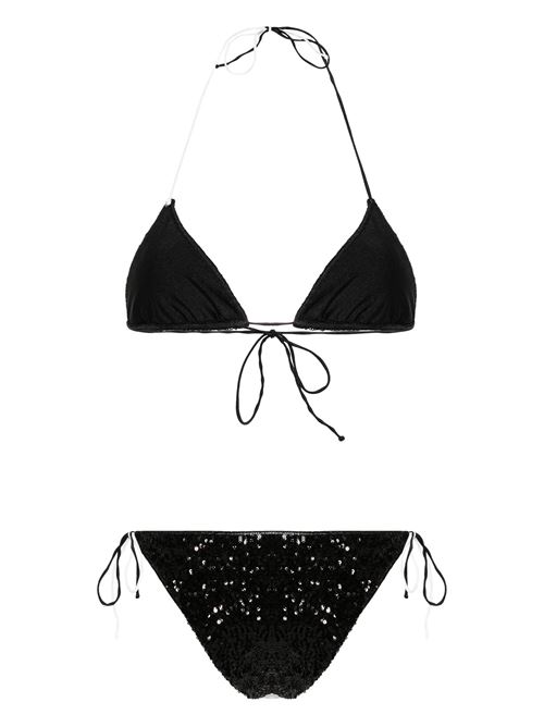 White stretch-design paillettes beachwear OSEREE | PTF213BLACK-WHITE