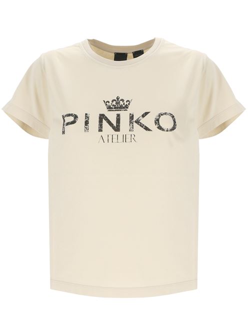 Cotton T-shirt with PINKO Atelier print PINKO | 100355A2A3C16