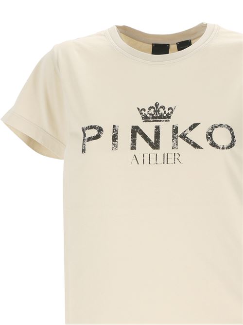 Cotton T-shirt with PINKO Atelier print PINKO | 100355A2A3C16