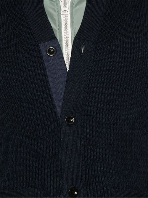 Navy blue/green cardigan Sacai | 24-03452M263