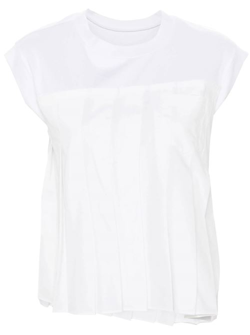 T-shirt in popeline di cotone x jersey di cotone Sacai | 24-07403151