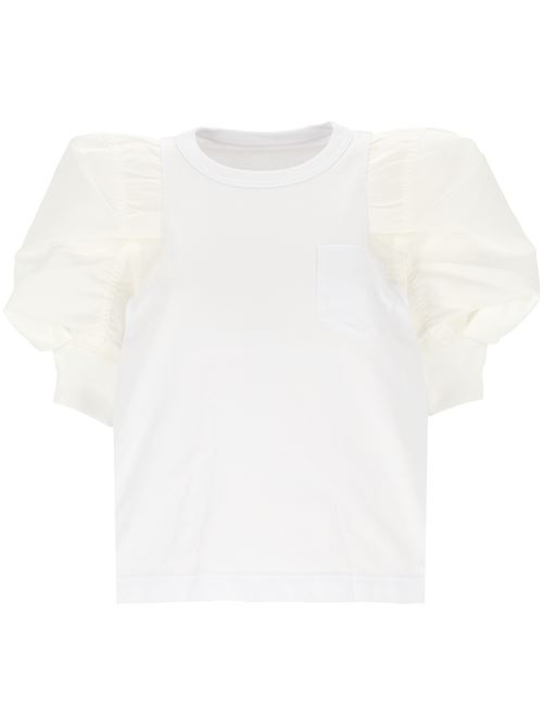 White cotton jersey top SACAI | 24-07543101