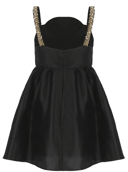 Black satin finish crystal dress Self-Portrait | PF24-008SBBLACK