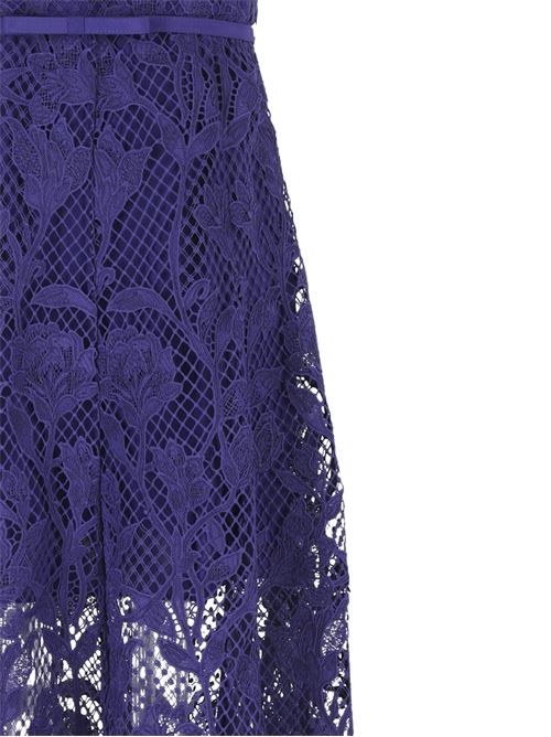 COBALT LACE MIDI DRESS Self-Portrait | PF24-011MBLBLUE