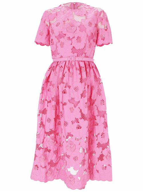 COTTON LACE MIDI DRESS Self-Portrait | PF24-089MAPPINK