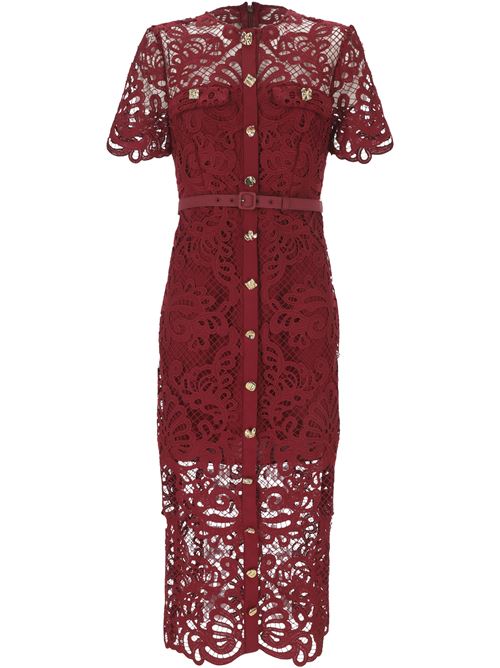 Bordeaux red guipure dress Self-Portrait | PF24-090MARRED