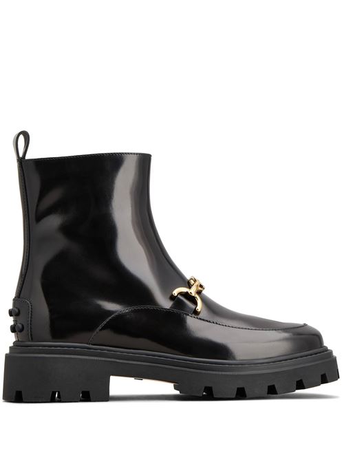 Black polished finish gold-tone boot TODS | XXW08J0IS50AKTB999