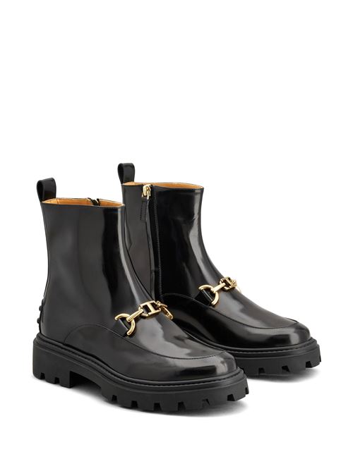 Black polished finish gold-tone boot TODS | XXW08J0IS50AKTB999