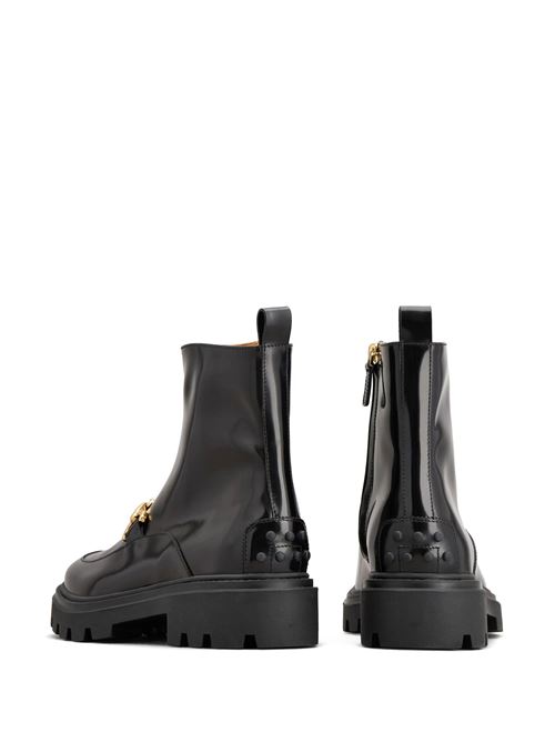 Black polished finish gold-tone boot TODS | XXW08J0IS50AKTB999