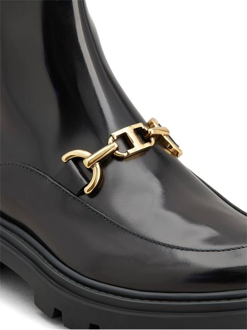 Black polished finish gold-tone boot TODS | XXW08J0IS50AKTB999