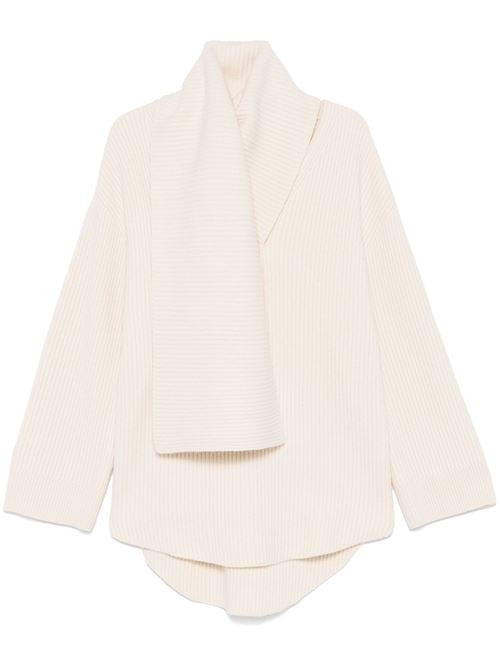 White wool ribbed knit jacket Toteme | 244WRT0364YA0007059