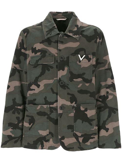 green/brown cotton camouflage pattern jacket Valentino | 5V3CJK00AA1F00