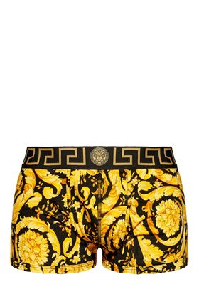 black/yellow cotton blend signature Barocco print Versace | 10009571A111885B010