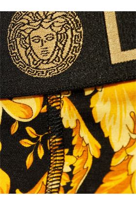 black/yellow cotton blend signature Barocco print Versace | 10009571A111885B010