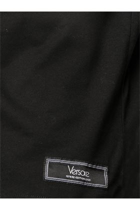 black/white cotton crew neck embroidered logo Versace | 10125451A090281B000