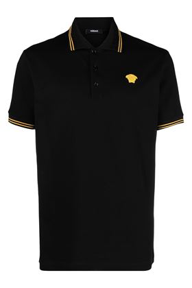 Polo nera con logo testa di medusa Versace | 10139101A098601B000