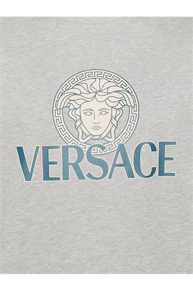 Stampa del logo in jersey di cotone grigio Versace | 10139691A114011E090