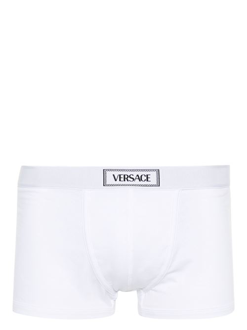 white stretch-cotton jersey texture elasticated logo Versace | 10140371A099841W000