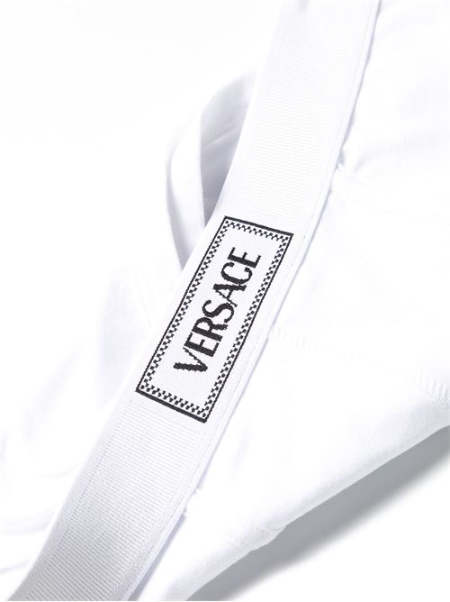 white stretch-cotton jersey texture elasticated logo Versace | 10140371A099841W000