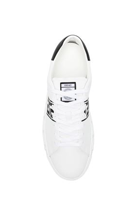 white/black calf leather signature Greca sneakers Versace | 10144601A007762W020