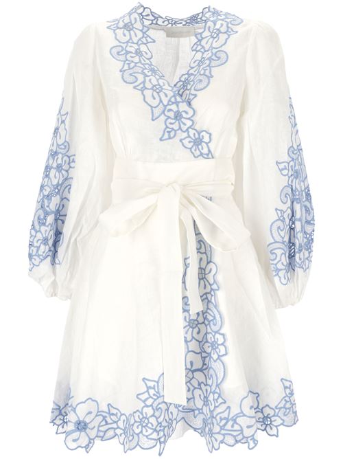 White/sky blue linen dress Zimmermann | 9800DSS245IVORY/BLUE