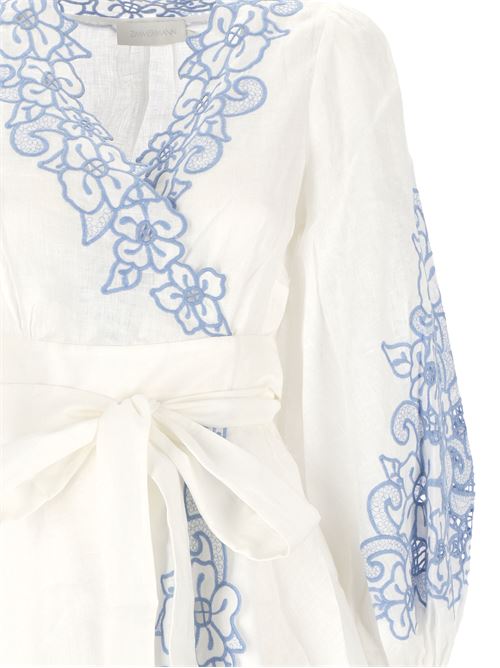 White/sky blue linen dress Zimmermann | 9800DSS245IVORY/BLUE