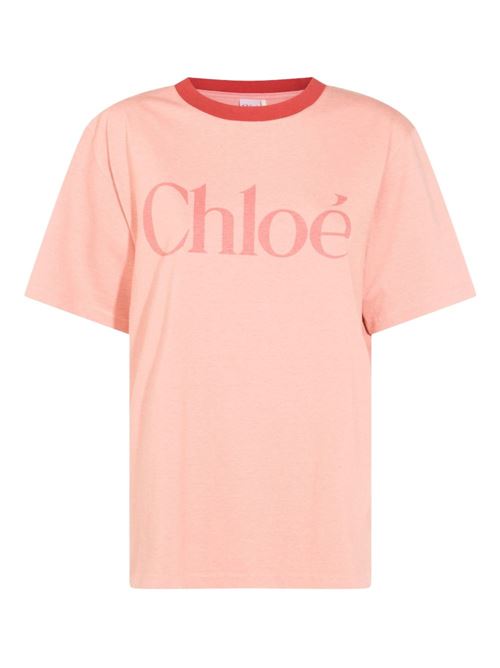 Fitted cotton blend jersey logo t-shirt CHLOE | 25AJH201736B1